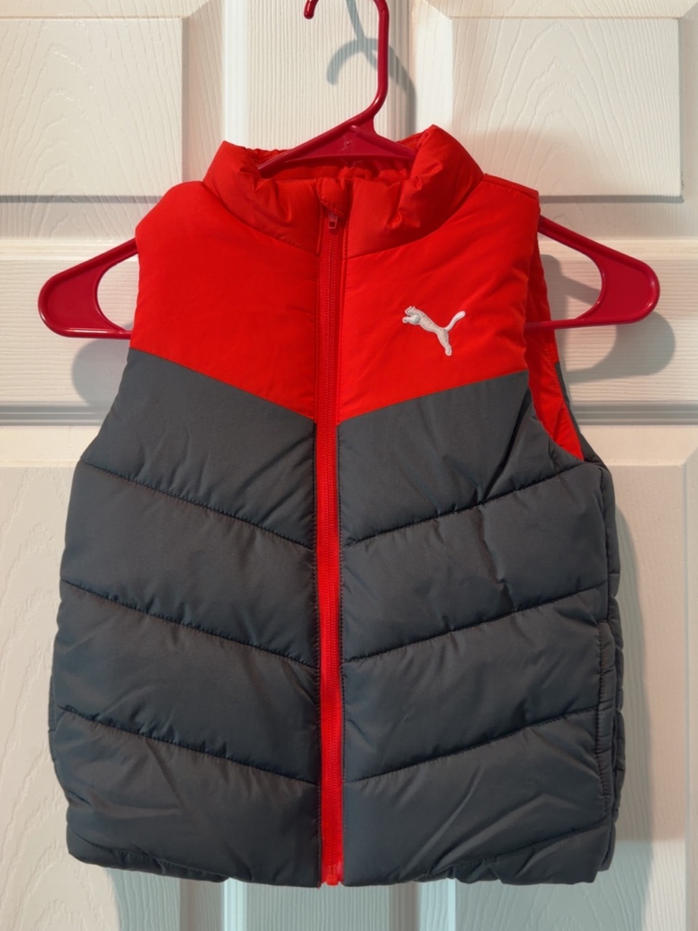 Puma Red and Black Colorblock Puffer Vest